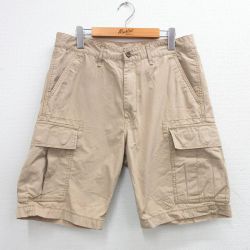 【50%OFF】W32★古着 リーバイス Levis ショート カーゴ パンツ ショーツ メンズ リップストップ コットン ベージュ カーキ 25may30 中古 ボトムス 短パン ショーパン