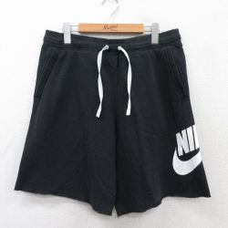 W34★古着 ナイキ NIKE ショート スウェット パンツ ショーツ メンズ ビッグロゴ 黒 ブラック 25may30 中古 ボトムス 短パン ショーパン