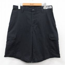 W32★古着 ショート カーゴ ワーク パンツ ショーツ メンズ CiNTAS 黒 ブラック 25may30 中古 ボトムス 短パン ショーパン