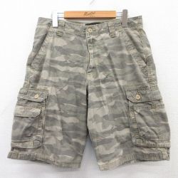 W32★古着 リー Lee ショート カーゴ パンツ ショーツ メンズ コットン ベージュ カーキ 迷彩 25may30 中古 ボトムス 短パン ショーパン