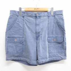 W37★古着 セントジョンズベイ ショート ブッシュ パンツ ショーツ メンズ 90年代 90s コットン 薄紺 ネイビー 【spe】 25may31 中古 ボトムス 短パン ショーパン