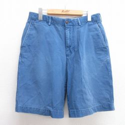 W33★古着 ランズエンド ショート パンツ ショーツ メンズ コットン タロン 青 ブルー 25may31 中古 ボトムス 短パン ショーパン ハーフ