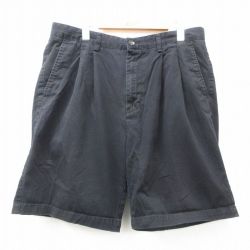 W36★古着 セントジョンズベイ ショート パンツ ショーツ メンズ コットン 黒 ブラック 25may31 中古 ボトムス 短パン ショーパン ハーフ