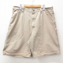 W38★古着 ラングラー Wrangler ショート ペインター パンツ ショーツ メンズ ダック地 コットン ベージュ カーキ 25may31 中古 ボトムス 短パン ショーパン