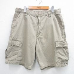 W36★古着 ラングラー Wrangler ショート カーゴ パンツ ショーツ メンズ コットン ベージュ カーキ 25may31 中古 ボトムス 短パン ショーパン