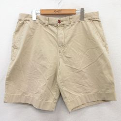 W37★古着 トミーヒルフィガー TOMMY HILFIGER ブランド ショート パンツ ショーツ メンズ ワンポイントロゴ コットン ベージュ カーキ 25jun03 中古 ボトムス 短パン ショーパン ハーフ