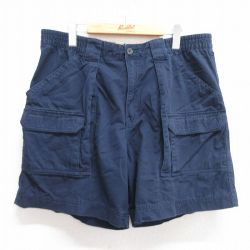 【20%OFF】W37★古着 ショート ブッシュ パンツ ショーツ メンズ コットン 紺 ネイビー 25jun03 中古 ボトムス 短パン ショーパン