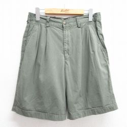 W31★古着 ドッカーズ ショート パンツ ショーツ メンズ コットン 濃緑 グリーン 25jun03 中古 ボトムス 短パン ショーパン ハーフ