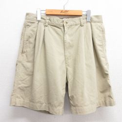 【50%OFF】W35★古着 ショート パンツ ショーツ メンズ コットン ベージュ カーキ 25jun03 中古 ボトムス 短パン ショーパン ハーフ