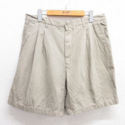 W35★古着 ショート パンツ ショーツ メンズ コットン ベージュ カーキ 25jun03 中古 ボトムス 短パン ショーパン ハーフ