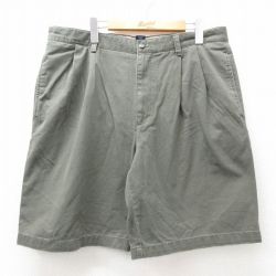 W37★古着 IZOD ショート パンツ ショーツ メンズ コットン 濃緑 グリーン 25jun03 中古 ボトムス 短パン ショーパン ハーフ
