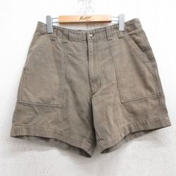 W32★古着 オールドネイビー OLD NAVY ショート ベイカー パンツ ショーツ メンズ コットン 濃緑系 グリーン 25jun10 中古 ボトムス 短パン ショーパン