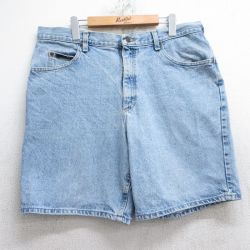 W38★古着 リー Lee ショート パンツ ショーツ メンズ 薄紺 ネイビー デニム 25jun10 中古 ボトムス 短パン ショーパン ハーフ