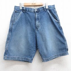 W36★古着 ラングラー Wrangler ショート ペインター パンツ ショーツ メンズ コットン 紺 ネイビー デニム 25jun10 中古 ボトムス 短パン ショーパン