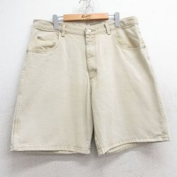 W37★古着 ラングラー Wrangler ショート パンツ ショーツ メンズ コットン ベージュ カーキ デニム 25jun10 中古 ボトムス 短パン ショーパン ハーフ