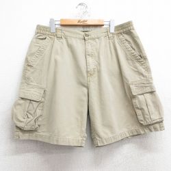 【20%OFF】W36★古着 ショート カーゴ パンツ ショーツ メンズ 90年代 90s ダック地 コットン ベージュ カーキ 25jun11 中古 ボトムス 短パン ショーパン