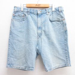 W36★古着 リーバイス Levis 505 ショート パンツ ショーツ メンズ 00年代 00s コットン 薄紺 ネイビー デニム 25jun11 中古 ボトムス 短パン ショーパン ハーフ