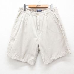 【20%OFF】W32★古着 ショート パンツ ショーツ メンズ コットン 薄ベージュ カーキ 25jun11 中古 ボトムス 短パン ショーパン ハーフ