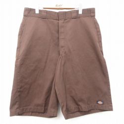 W36★古着 ディッキーズ Dickies ショート ワーク パンツ ショーツ メンズ 茶 ブラウン 【spe】 25jun11 中古 ボトムス 短パン ショーパン
