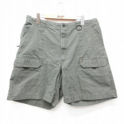 W38★古着 ラングラー Wrangler ショート ブッシュ パンツ ショーツ メンズ ダック地 濃緑 グリーン 25jun11 中古 ボトムス 短パン ショーパン