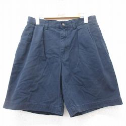 W31★古着 ラルフローレン Ralph Lauren ブランド ショート チノ パンツ チノパン ショーツ メンズ 90年代 90s TYLER コットン 紺 ネイビー 25jun11 中古 ボトムス 短パン ショーパン