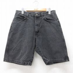 W32★古着 ラングラー Wrangler ショート パンツ ショーツ メンズ 00年代 00s コットン 黒 ブラック デニム 25jun11 中古 ボトムス 短パン ショーパン ハーフ