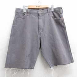【20%OFF】W36★古着 ラングラー Wrangler ショート パンツ ショーツ メンズ 90年代 90s コットン USA製 濃グレー デニム 25jun11 中古 ボトムス 短パン ショーパン ハーフ