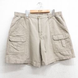 W39★古着 ショート ブッシュ パンツ ショーツ メンズ ダック地 コットン ベージュ カーキ 25jun11 中古 ボトムス 短パン ショーパン