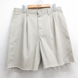 W34★古着 ラングラー Wrangler ショート パンツ ショーツ メンズ コットンベージュ カーキ 25jun13 中古 ボトムス 短パン ショーパン ハーフ