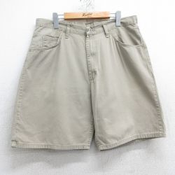 W35★古着 ラングラー Wrangler ショート パンツ ショーツ メンズ コットン ベージュ カーキ 25jun13 中古 ボトムス 短パン ショーパン ハーフ