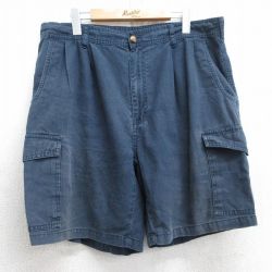 W36★古着 セントジョンズベイ ショート カーゴ パンツ ショーツ メンズ 00年代 00s 紺 ネイビー 25jun13 中古 ボトムス 短パン ショーパン