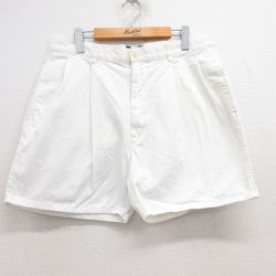 W33★古着 ショート チノ パンツ チノパン ショーツ メンズ コットン 白 ホワイト 25jun13 中古 ボトムス 短パン ショーパン