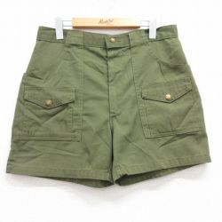 W32★古着 ショート ボーイスカウト ブッシュ パンツ ショーツ メンズ 80年代 80s タロン 濃緑 グリーン 25jun13 中古 ボトムス 短パン ショーパン