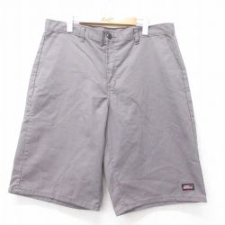 W37★古着 ディッキーズ Dickies ハーフ ワーク パンツ ショーツ メンズ グレー 25jun13 中古 ボトムス 短パン ショーパン