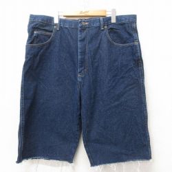 W41★古着 ラングラー Wrangler ショート パンツ ショーツ メンズ 大きいサイズ 紺 ネイビー デニム 25jun13 中古 ボトムス 短パン ショーパン ハーフ