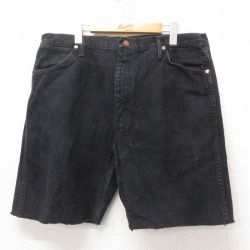 W38★古着 ラングラー Wrangler ショート パンツ ショーツ メンズ 90年代 90s コットン USA製 黒 ブラック デニム 【spe】 25jun13 中古 ボトムス 短パン ショーパン ハーフ