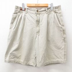 【50%OFF】W35★古着 ビューグルボーイ ショート パンツ ショーツ メンズ 90年代 90s ダック地 コットン ベージュ カーキ 25jun14 中古 ボトムス 短パン ショーパン ハーフ