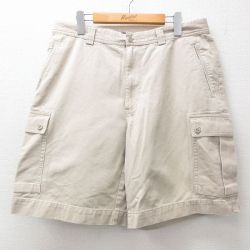 W35★古着 STRUCTURE ショート カーゴ パンツ ショーツ メンズ コットン ベージュ カーキ 25jun14 中古 ボトムス 短パン ショーパン