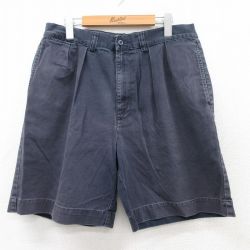 W33★古着 ラルフローレン Ralph Lauren ブランド ショート チノ パンツ ショーツ チノパン メンズ 90年代 90s コットン 紺 ネイビー 25jun14 中古 ボトムス 短パン ショーパン
