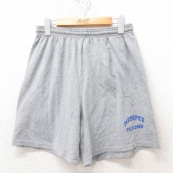 W33★古着 ラッセル ショート イージー パンツ ショーツ メンズ 00年代 00s ファルコンズ グレー 25jun14 中古 ボトムス 短パン ショーパン