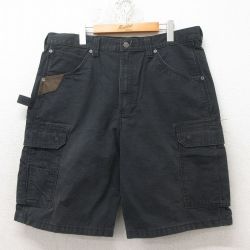 W38★古着 ラングラー Wrangler ショート ペインター カーゴ パンツ ショーツ メンズ リップストップ コットン 黒 ブラック 25jun14 中古 ボトムス 短パン ショーパン