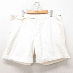 W38★古着 ラルフローレン Ralph Lauren ブランド ショート パンツ ショーツ メンズ 90年代 90s コットン 白 ホワイト 25jun14 中古 ボトムス 短パン ショーパン ハーフ
