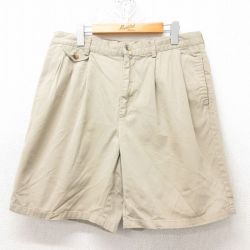 【50%OFF】W35★古着 ノーティカ NAUTICA ブランド ショート パンツ ショーツ メンズ 90年代 90s コットン ベージュ カーキ 25jun14 中古 ボトムス 短パン ショーパン ハーフ