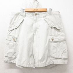 【50%OFF】W36★古着 アメリカンイーグル American Eagle ショート カーゴ パンツ ショーツ メンズ コットン 薄ベージュ カーキ 25jun14 中古 ボトムス 短パン ショーパン