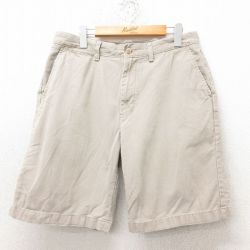 W33★古着 ノーティカ NAUTICA ブランド ショート チノ パンツ チノパン ショーツ メンズ コットン ベージュ カーキ 25jun14 中古 ボトムス 短パン ショーパン