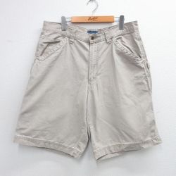W36★古着 オールドネイビー OLD NAVY ショート ペインター パンツ ショーツ メンズ ダック地 コットン 薄ベージュ カーキ 25jun16 中古 ボトムス 短パン ショーパン