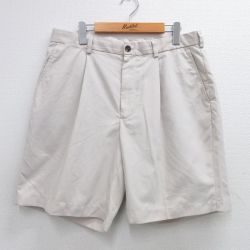 W36★古着 ブルックスブラザーズ BROOKS BROTHERS ブランド ショート パンツ ショーツ メンズ ゴルフ 薄ベージュ カーキ 25jun16 中古 ボトムス 短パン ショーパン ハーフ