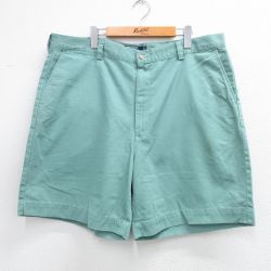 W40★古着 ラルフローレン Ralph Lauren ブランド ショート チノ パンツ ショーツ チノパン メンズ 90年代 90s PHILIP 大きいサイズ コットン 薄緑 グリーン 【spe】 25jun16 中古 ボトムス 短パン ショーパン