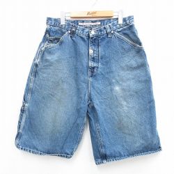 【20%OFF】W34★古着 ショート ペインター パンツ ショーツ メンズ PUREPLAYAZ コットン 紺 ネイビー デニム 25jun16 中古 ボトムス 短パン ショーパン