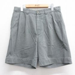 【20%OFF】W32★古着 ショート パンツ ショーツ メンズ コットン グレー 25jun16 中古 ボトムス 短パン ショーパン ハーフ